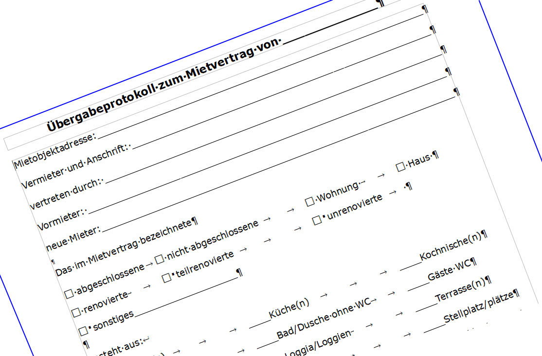 Kostenloses Wohnungsübergabeprotokoll PDF Download