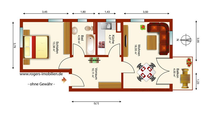 München Solln Immobilienmakler, Wohnung verkaufen, Grundriss