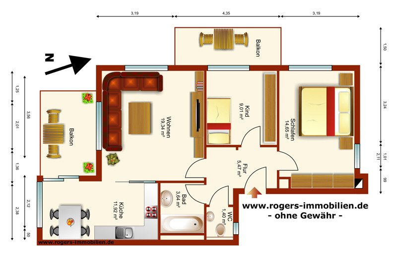 Zu vermieten, Forstenried Ost, 3 Zi-Wohnung, schöner Grundriss