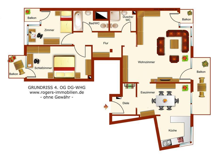 München Berg am Laim Immobilienmakler, Gartenwohnung zu vermieten, Grundriss