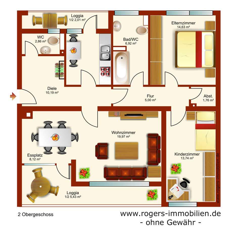Unterhaching Immobilienmakler, Wohnung verkaufen, Grundriss