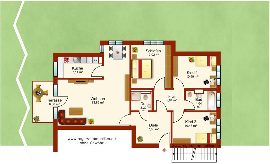 München Obermenzing Immobilienmakler, Gartenwohnung verkaufen, Grundriss