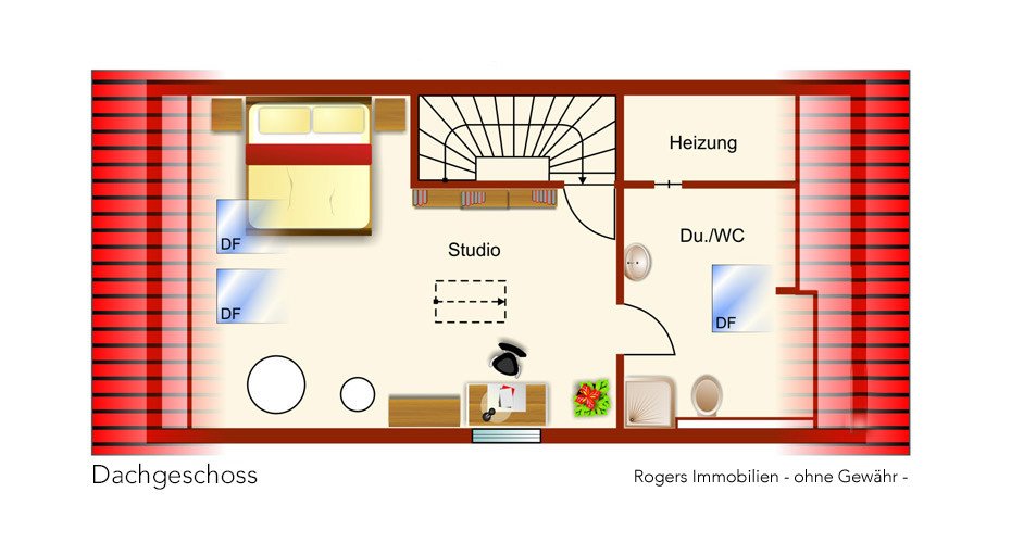 München Feldmoching Immobilienmakler, Reihenhaus verkaufen, Grundriss Dachgeschoss