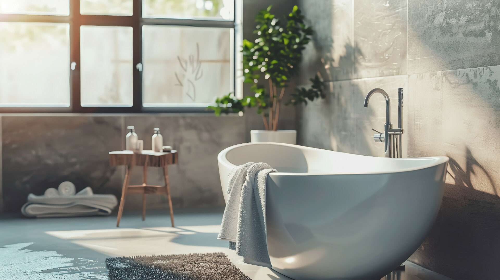 Wunderschöne freistehende Badewanne lädt zum Baden ein Wunderschöne freistehende Badewanne lädt zum Baden ein