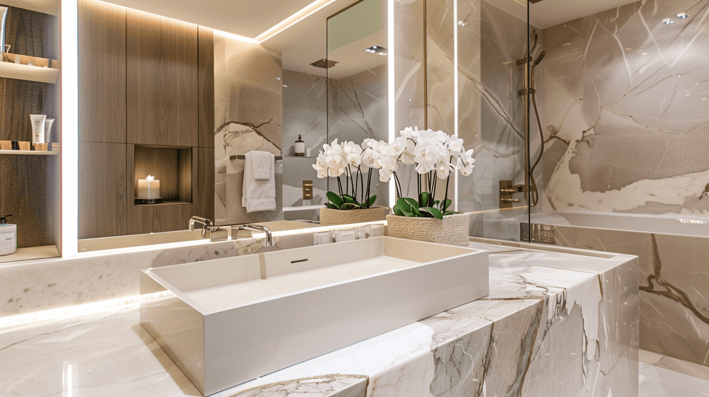 Zeitlose Einrichtung Bad Elegantes Bad mit Waschbecken und Wanne