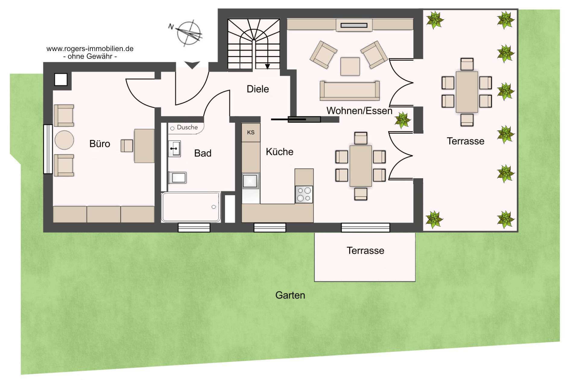 Trudering Wohnung kaufen Grundriss-EG Grundriss Wohnung mit Garten