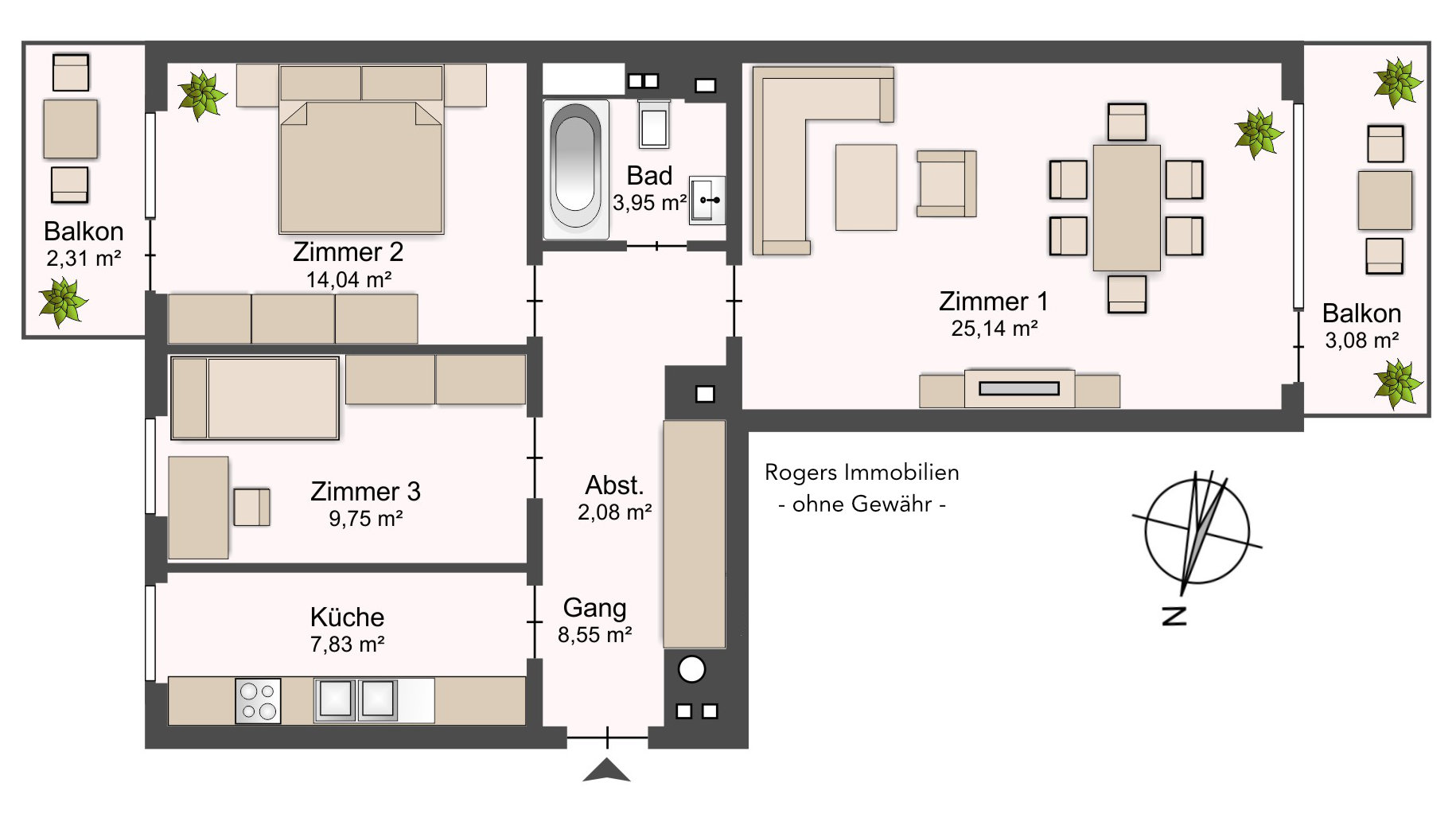 Germering Grundriss 3 Zi-Wohnung