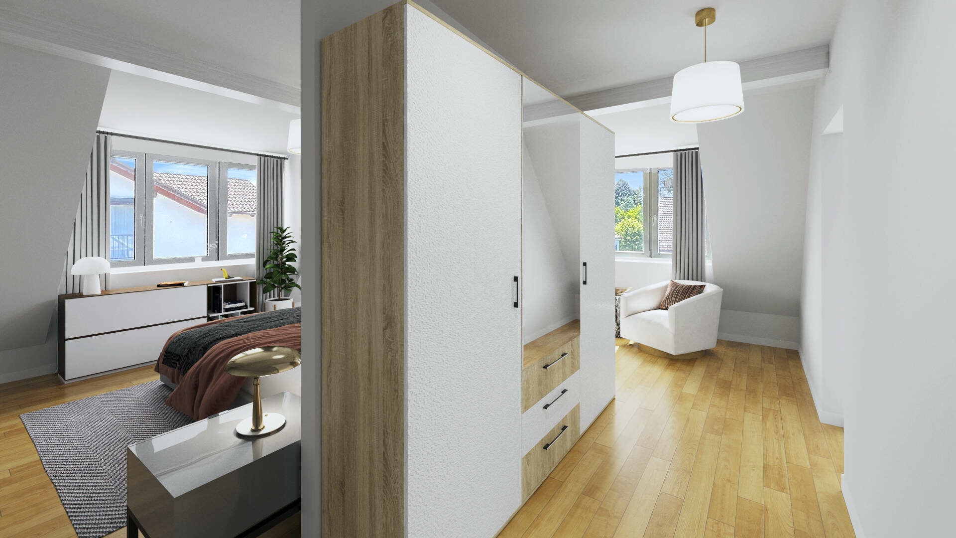 Schlafzimmer mit Ankleidebereich