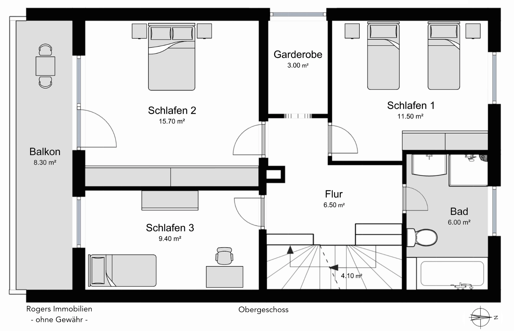 Rosenheim DHH kaufen Grundriss Obergeschoss
